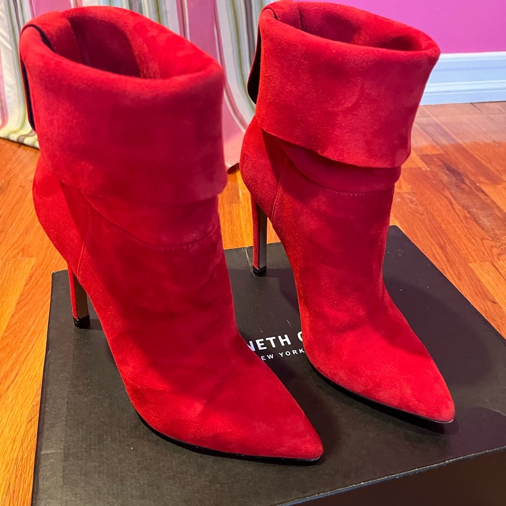 Kenneth Cole Red Suede Booties